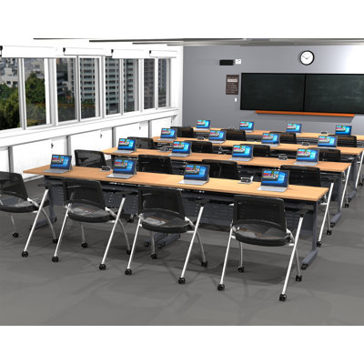 Benika 16 Person Training Meeting Seminar Tables with Modesty Panels, 16 Chairs Complete 24 pc Set by Inbox Zero