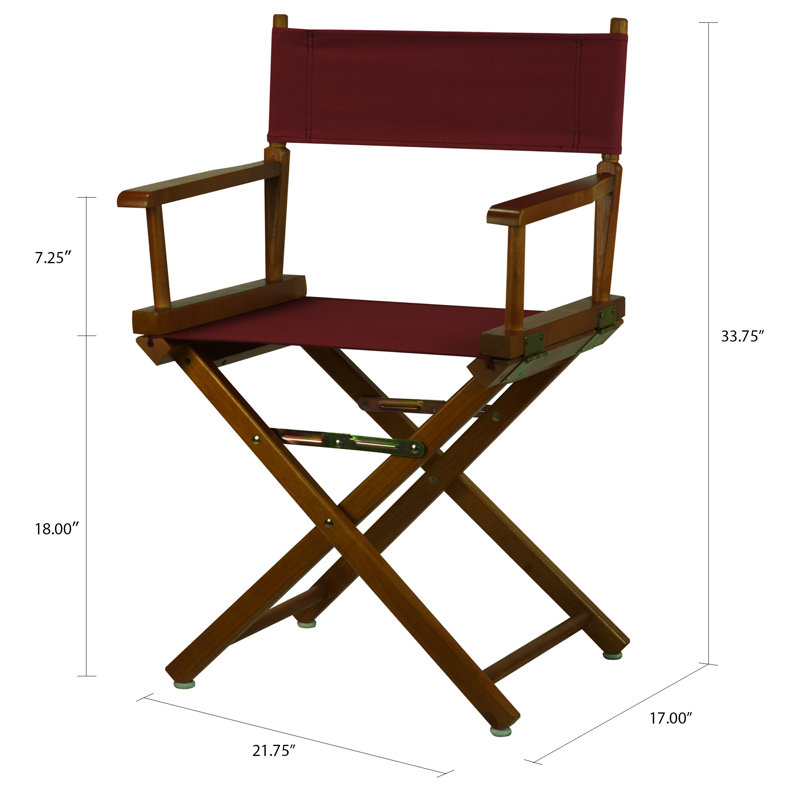Chaise de réalisateur pliante 18 po, Bourgogne, Chêne miel
