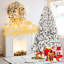 Arbre de Noël enneigé 8 pi avec 700 lumières Ul, 54 pins, pointes enneigées, structure à charnières 1754, support en métal robuste pour l'apparence des Fêtes d'hiver, feuillage véritable, design, décoration de base stable