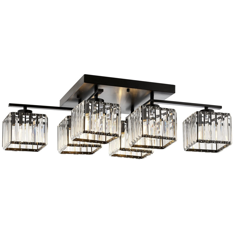 Demps 6 - Light Shaded LED Chandelier, Black