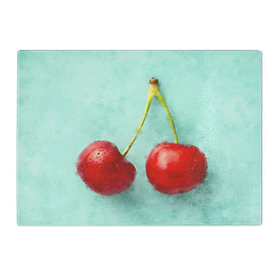 Two Cherries Painting Chopping Board