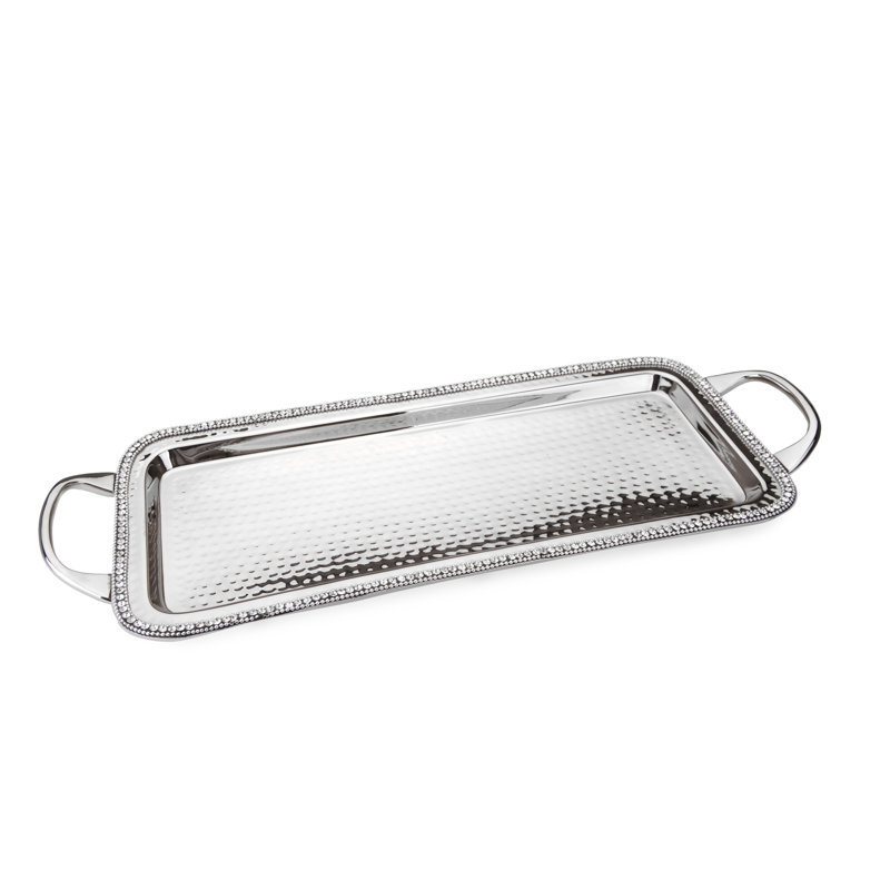 Plateau rectangulaire martelé avec pierres