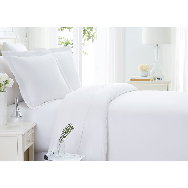 Ensemble de housse de couette en percale de coton à 300 fils de la collection Classic Southshore Fine Linens Classic, Blanc