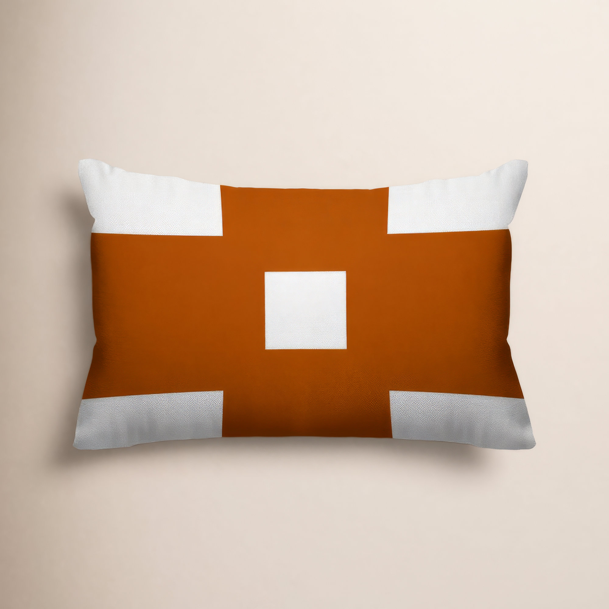 Luella Geometric Spun Polyester Indoor/Outdoor Lumbar Throw Pillow, Burnt Orange