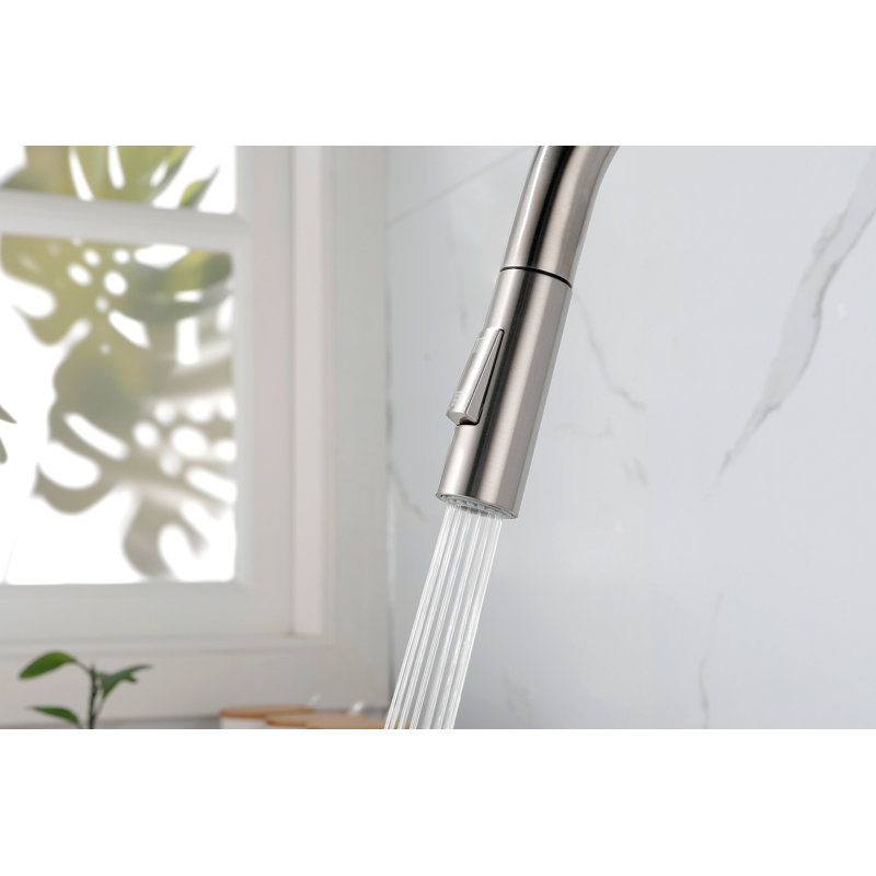 Kitchen Faucet With Pull Down Sprayer, Brushed Nickel