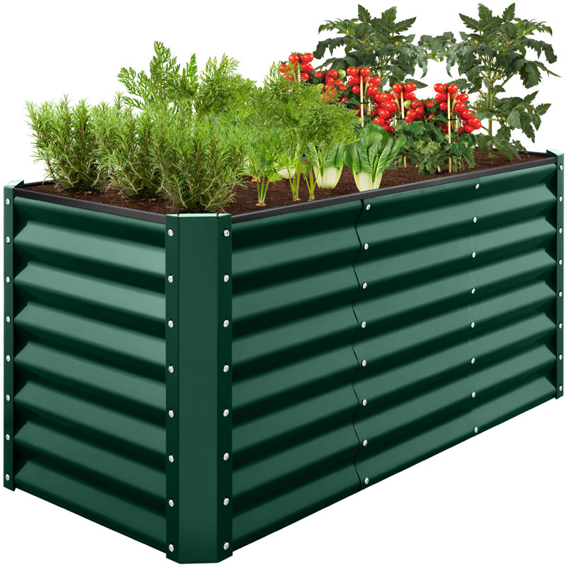 Sebian 4x2x2ft Outdoor Metal Raised Garden Bed, Planter Box for Vegetables, Flowers, Herbs, Green