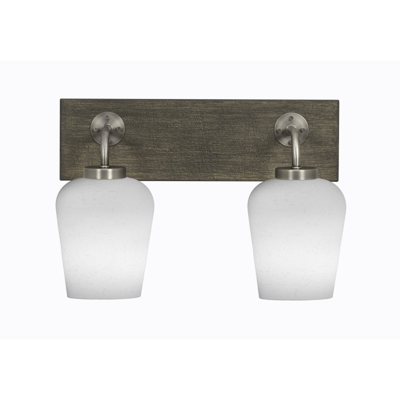 Barre d'éclairage de salle de bain 2 lumières Oxbridge avec verre transparent de 5 po, Graphite / bois vieilli