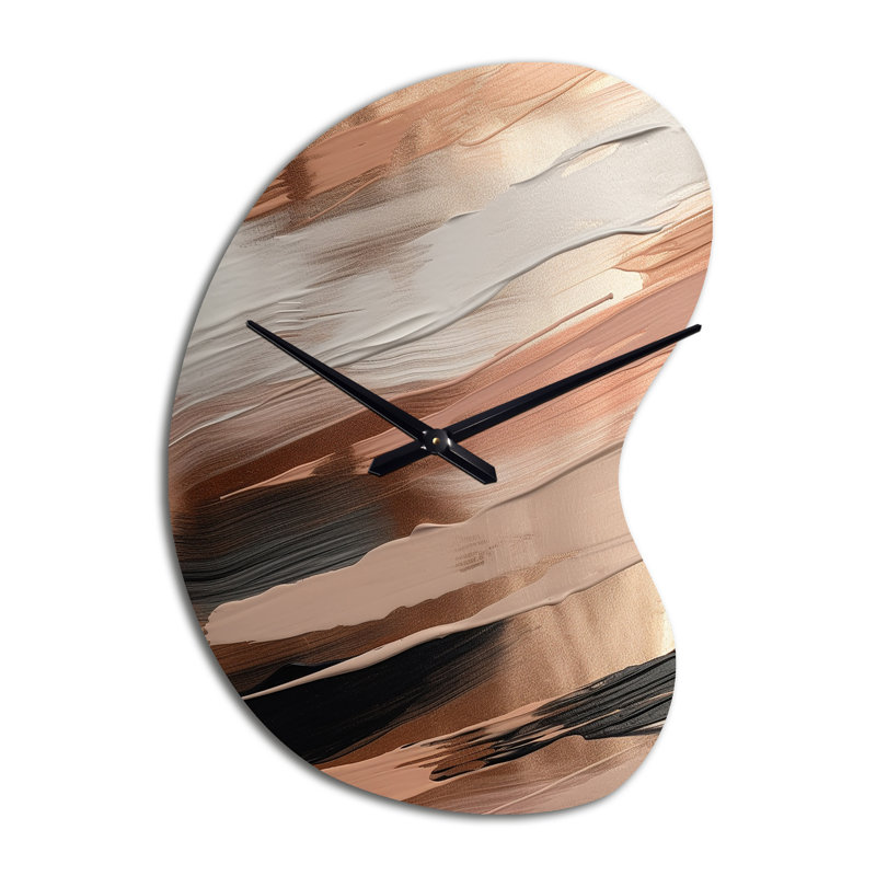 Horloge murale abstraite en forme de flèche rose et or rose II, Petit