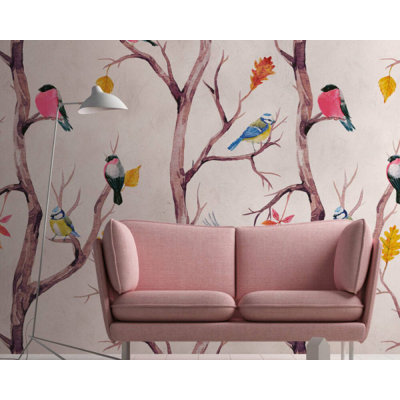 Kirstein Trees Birds Leaves 9.2' L x 62.5" W Wall Mural