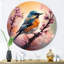 «Blue Bird On A Tree II», art mural rond en métal à motif floral-88627899