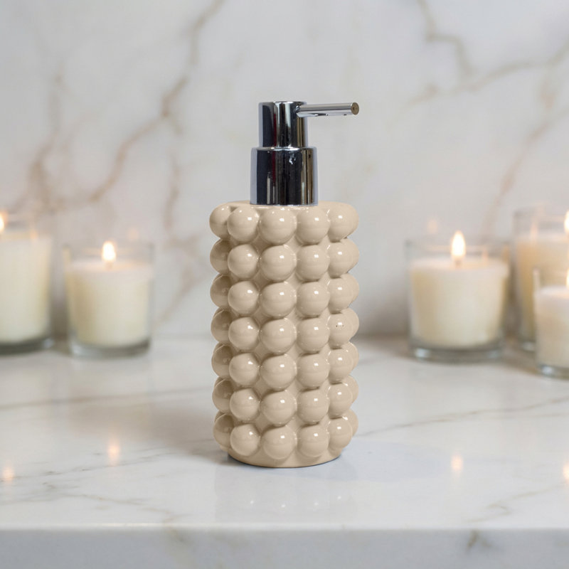 Distributeur de savon texturé à bulles Better Trends, bouteille de pompe décorative rechargeable de 13,5 oz pour salle de bain et cuisine, imperméable et résistant à la rouille, accessoire de comptoir moderne