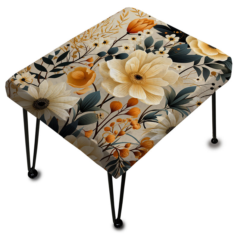 Earthy Tones Poppies Flowers I - Floral Rectangle Ottoman