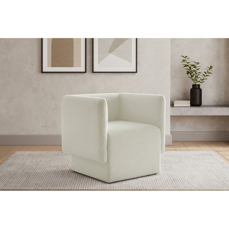 Alysun 31" W Boucle Fabric Armchair, Cream Boucle Fabric