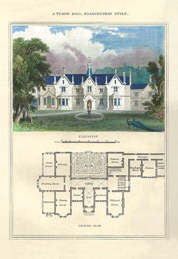« a tudor hall elizabethan style » par richard brown, reproduction d’art, H 66 po x l 44 po x P 1,5 po