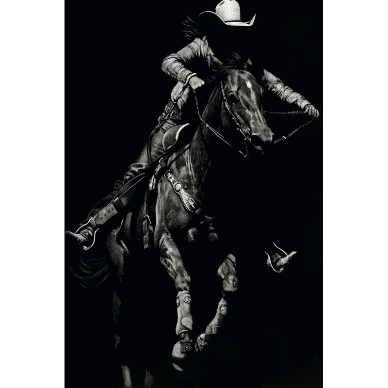 Scratchboard Rodeo IV - Wrapped Canvas Print, 76cm H x 51cm W x 3.8cm D