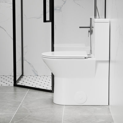 Toilette allongée blanche une pièce, hauteur confortable de 17 pouces, chasse double tornade 1,1 / 1,6 GPF, siège à fermeture en douceur