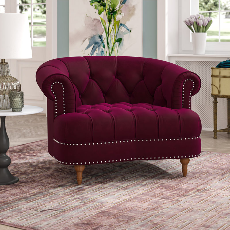 Mercer Velvet Armchair, Burgundy Velvet