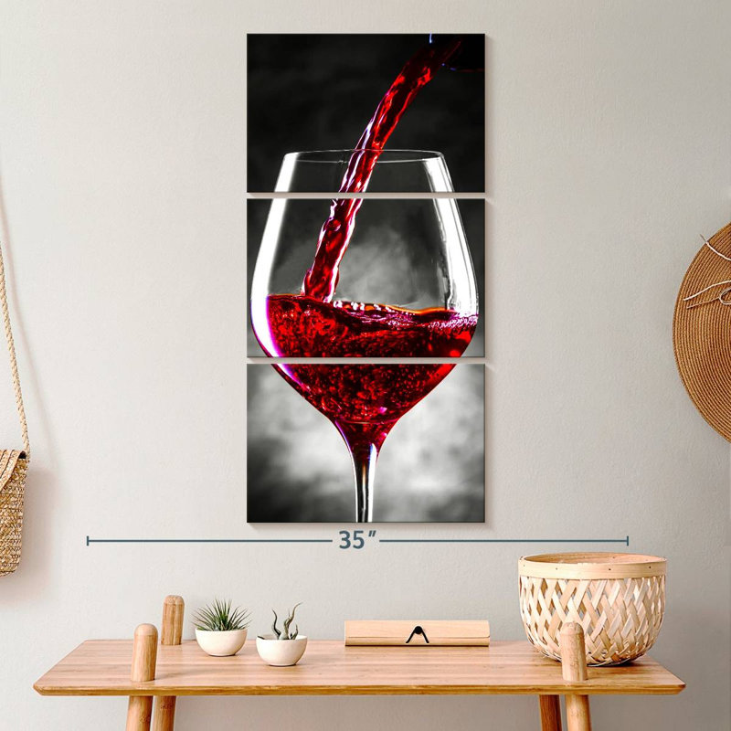 " Red Wine Is Served " by SodaPopArt 3 - Pieces, 15" H x 32" W x 1.25" D