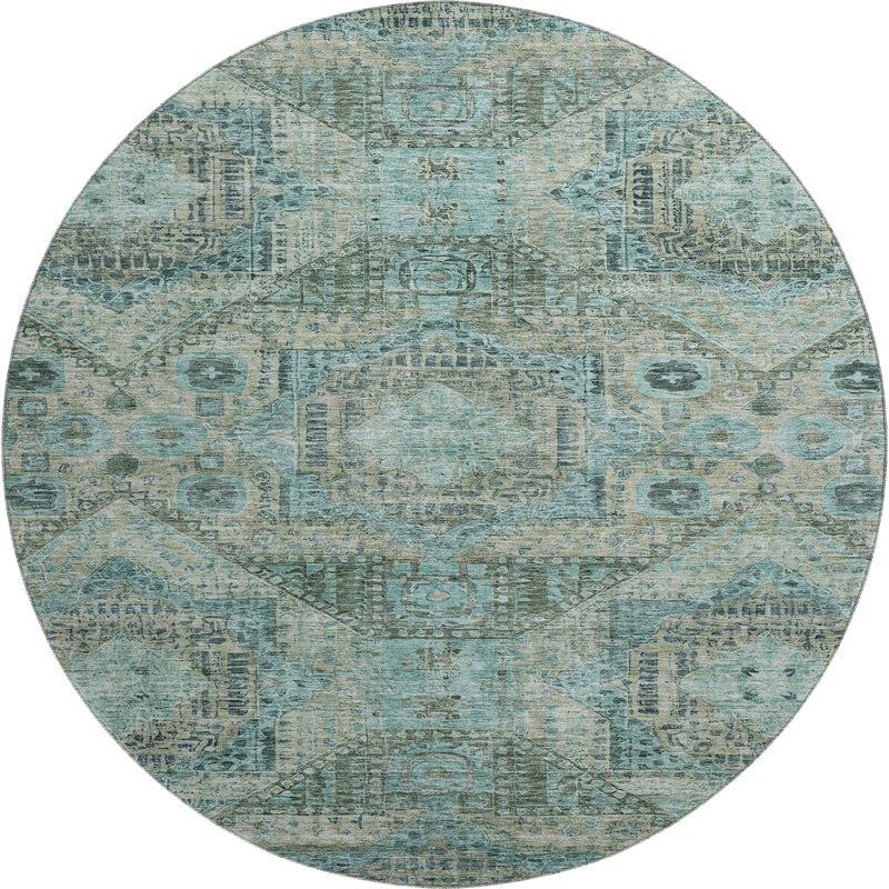 Premium Machine Washable Alaina AMF1929 Global Rug, Round 8'