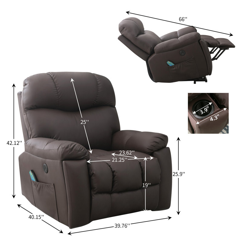 Fauteuil inclinable Luxie, Similicuir brun