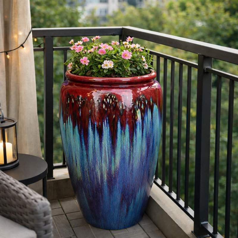Pot de rangement 25 po - rouge sur rouge marbré