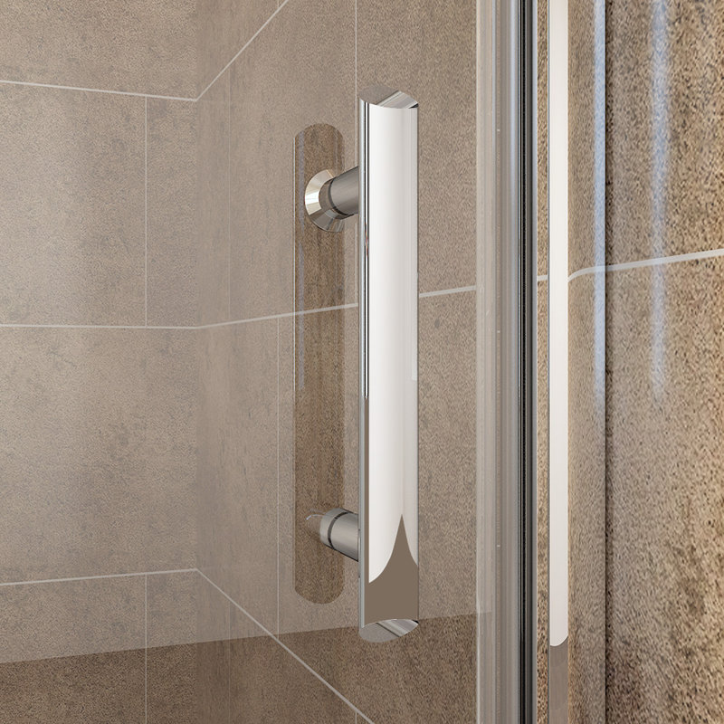 Arnot 900mm - 900mm W x 1850mm H Hinged Frameless Shower Door with Clear Glass, 185cm H x 70cm W 