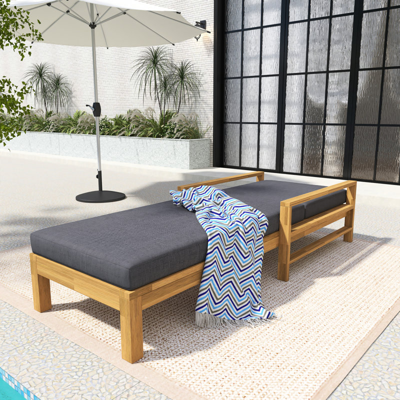 Chaise longue d'extérieur en bois avec dossier réglable, Gris