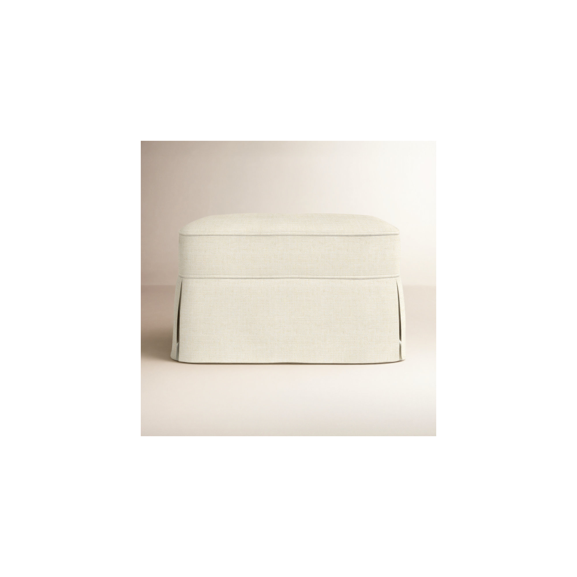 Amari Upholstered Ottoman, Bevin Natural Linen Blend