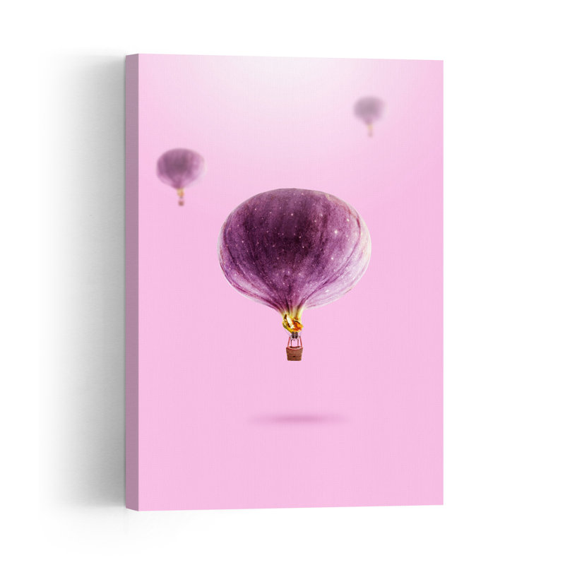 Flying Fig Dreams Colorful Modern Surreal Fruit Summer Wall Art Print 1 Piece Wrapped Canvas Wall Art, 91.44cm H x 60.96cm W