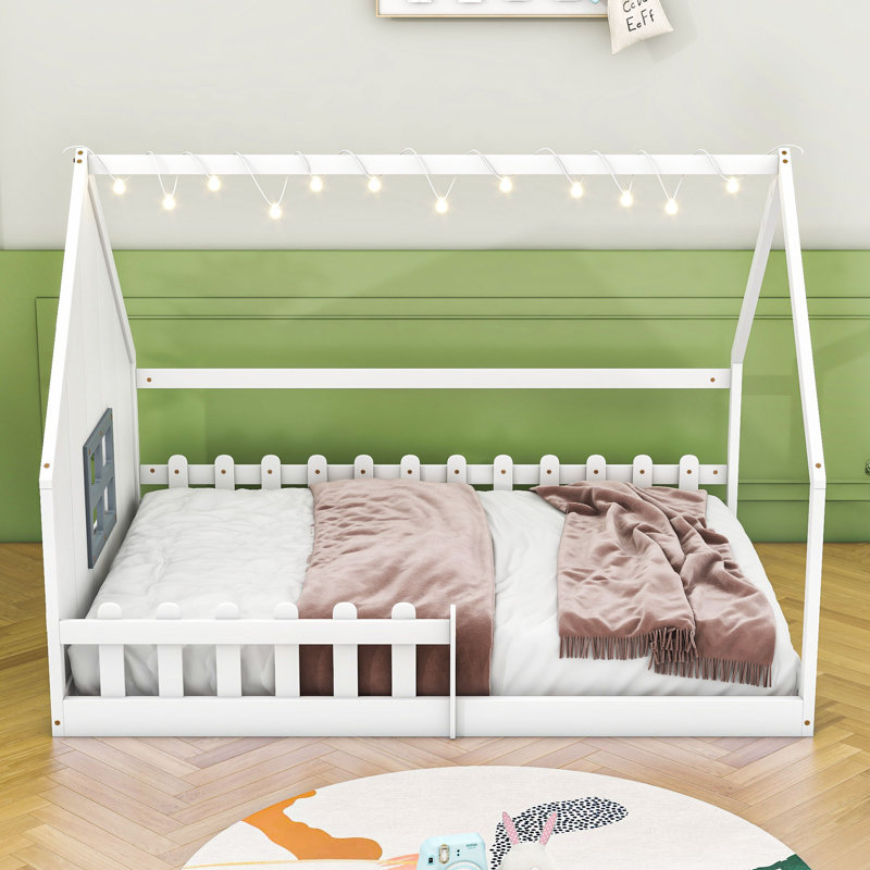 Lit double en bois, Blanc