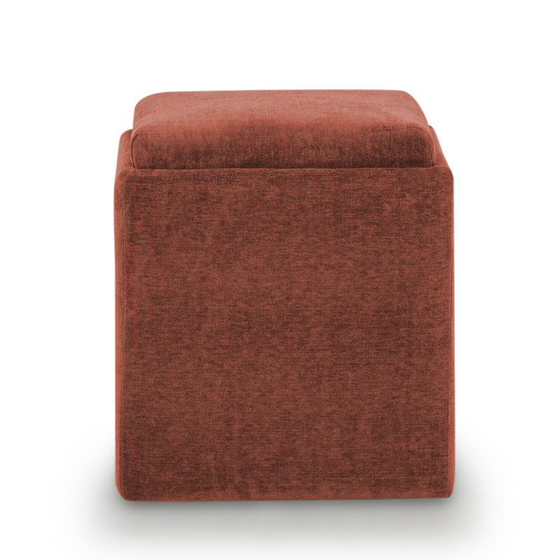 Repose-pieds carré avec rangement Kalgoorlie, Chenille nid d'abeille caramel