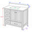 Meuble-lavabo autoportant de 107 cm avec lavabo, structure en bois massif, gris