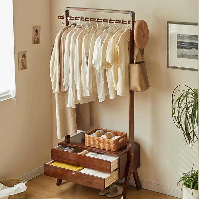 Portemanteau en chêne avec rangement, Noyer