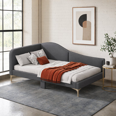 Durable Linen Daybed With Headboard And Modern Design Features| Cozy Backrest And Armrest Design