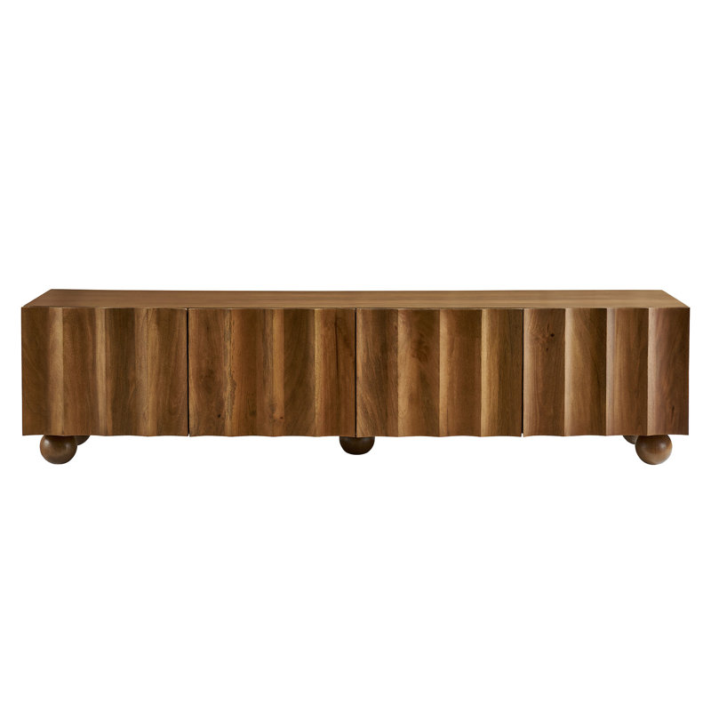 Sorren Scalloped Wood TV Stand, 71", Walnut