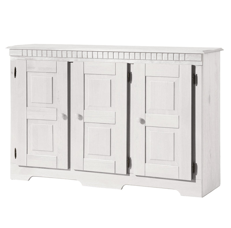 Yassine 121 Cm Wide Pine Solid Wood Sideboard, White