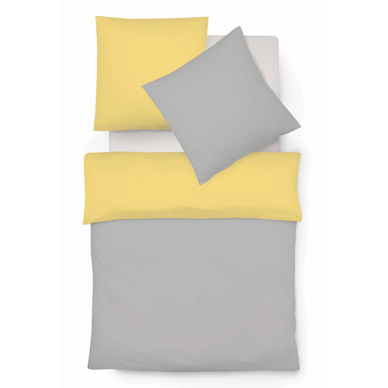 Duvet Cover Set, Grey Lemon, Single - 1 Pillowcase (80 x 80 cm)