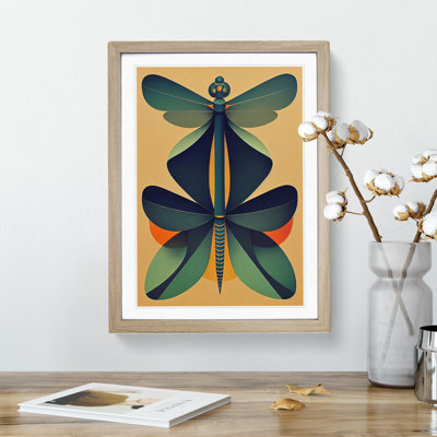 Dragonfly Retro Art - Framed Print