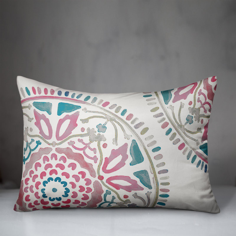 Housse et insert de coussin d'extérieur Juan, Rose / sarcelle, Floral 5