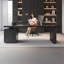 Bureau rectangulaire noir en bois massif + fer avec 3 tiroirs-1357029310-1608090643