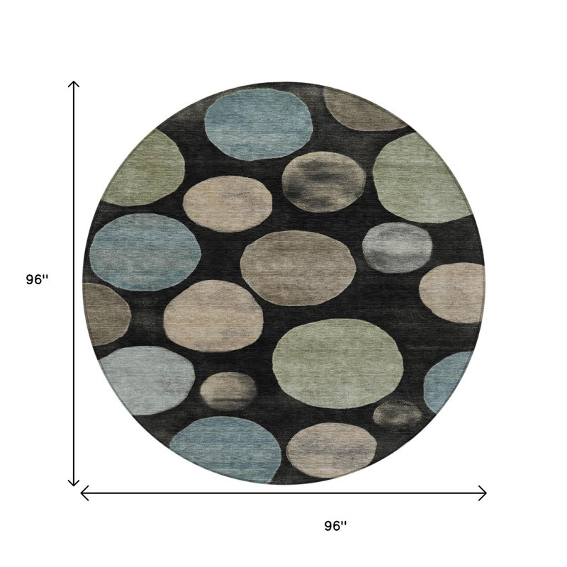 Tapis extérieur rond lavable noir 8 pi
