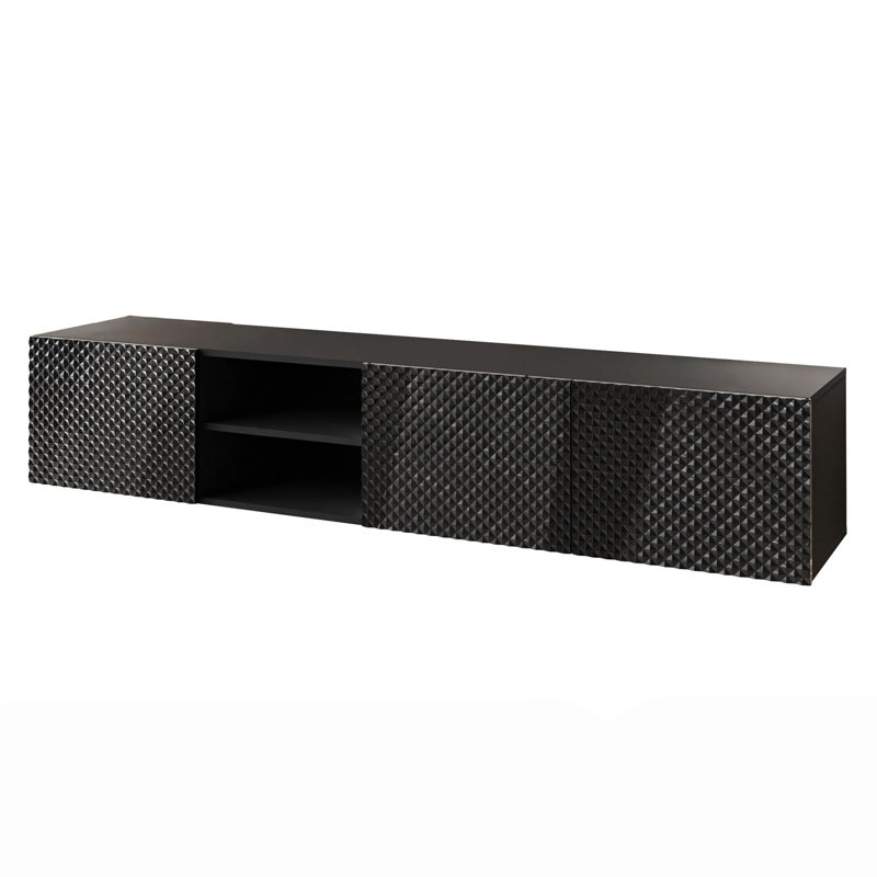 Retal Unfinished TV Stand for TVs up to 70", Black/High-gloss Black