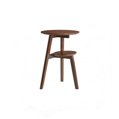 100% Solid Wood 2-Tier Side Table with Lower Storage Shelf, Perfect for Living Room and Bedroom, Durable and Stylish
