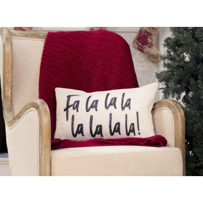 Fa Lalalala Embroidered Pillow, 12 By 20-Inch