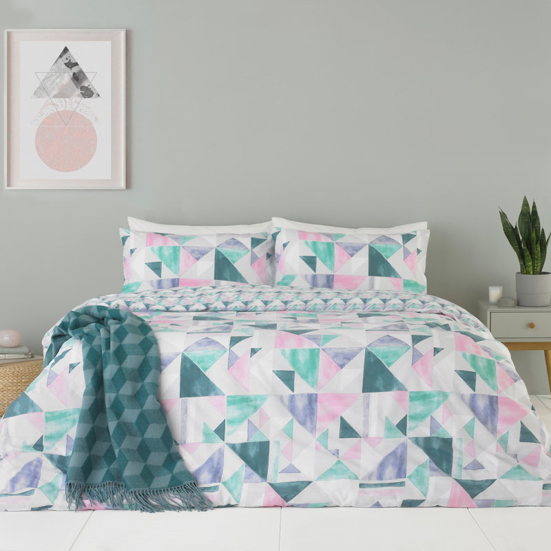 Genivra Polyester Geometric Shapes Duvet Cover Set with Pillowcases, Single - 1 Standard Pillowcase