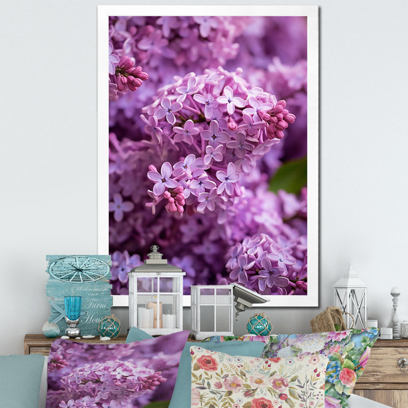 «Lilac mauve», reproduction sur toile, Cadre simple blanc, H 32 po x l 16 po x P 1 po