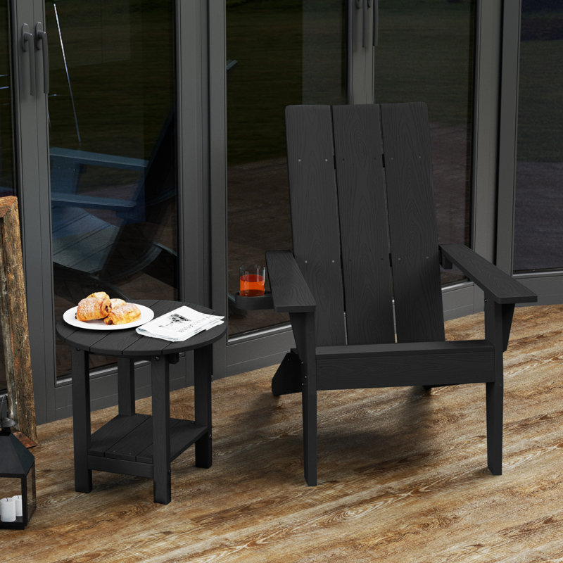 Chaise Adirondack en plastique avec table, Noir