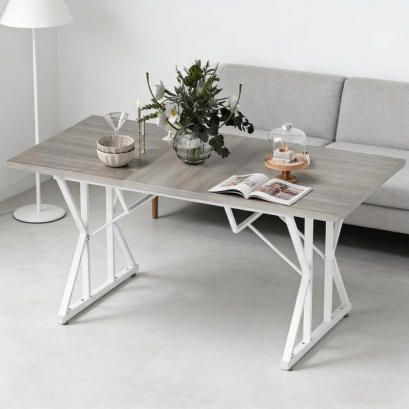 Table de salle à manger extensible Light Oak, Blanc
