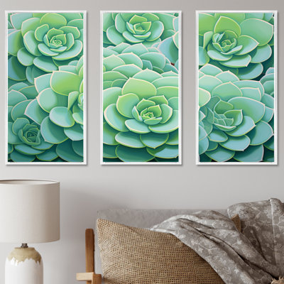 Green Succulents Bloom - Succulent Canvas Wall Art Set