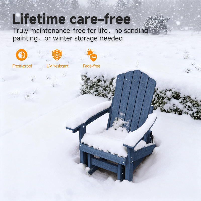  Smooth Motion Glider Adirondack Chair, 3-Position Adjustable Outdoor Chair, HDPE Easy Assembly & Ergonomic Back Support for Patio